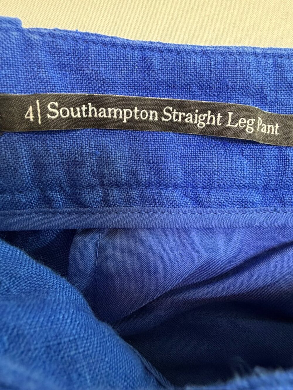 TALBOTS Southampton Linen Straight Leg Trouser Pants Royal Blue 4 - Picture 11 of 12